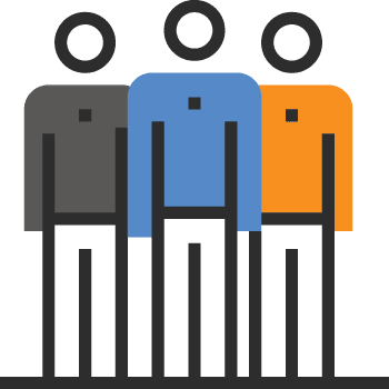 careers-fara-icon-008 Three employees coming together in a relaxed workplace atmosphere